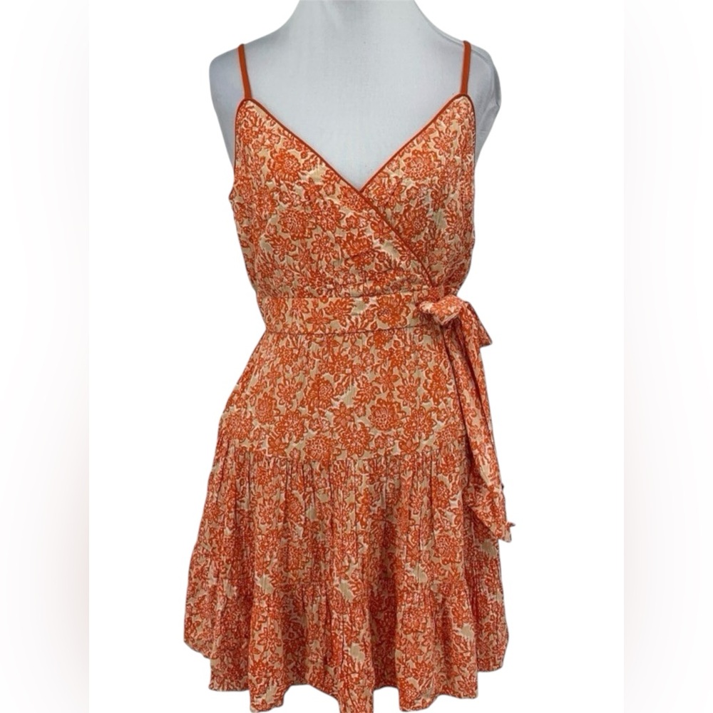 Band‎ of the Free / Free People Mini Wrap Dress Size Small Boho Floral Tie Waist